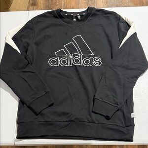 Adidas Men's Black Crewneck Sweater with White Logo
